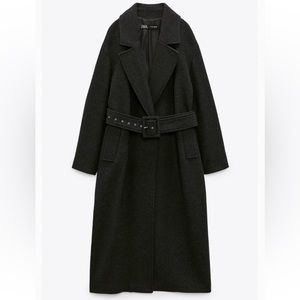 Belted Tailored MANTECO Wool Coat - XS - Anthracite Gray